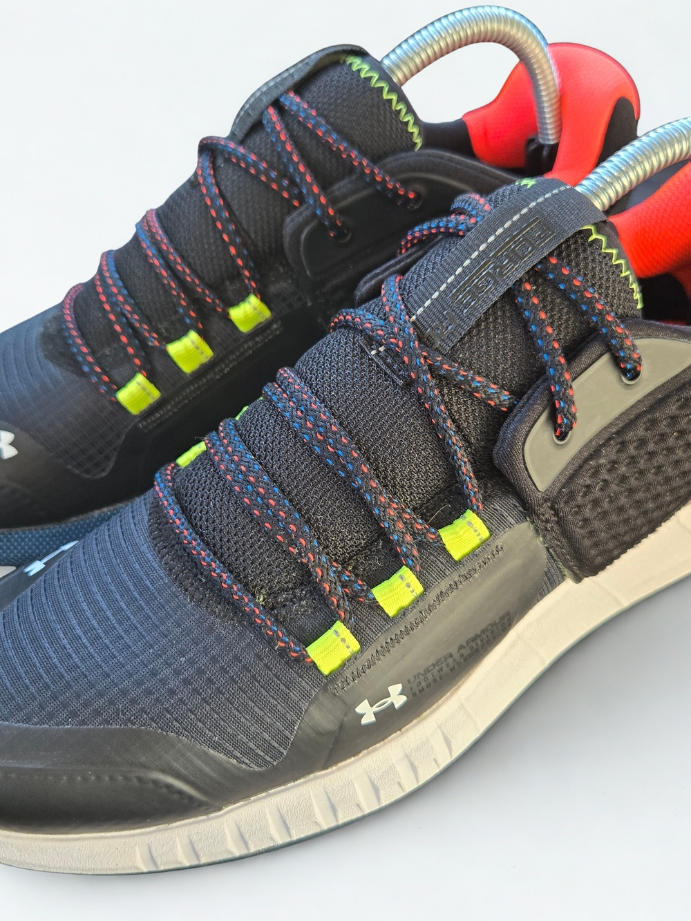 Under Armour Men’s Black Athletic Sneakers with Neon Green Accents